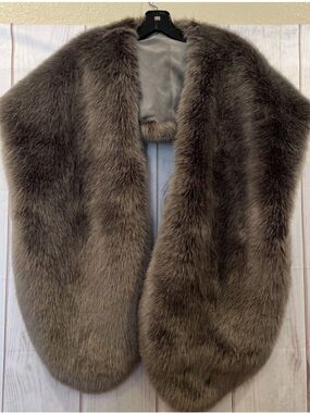 Restoration Hardware Gray Faux Fur Cape